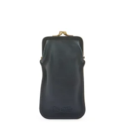 Glasses case in leather color blue