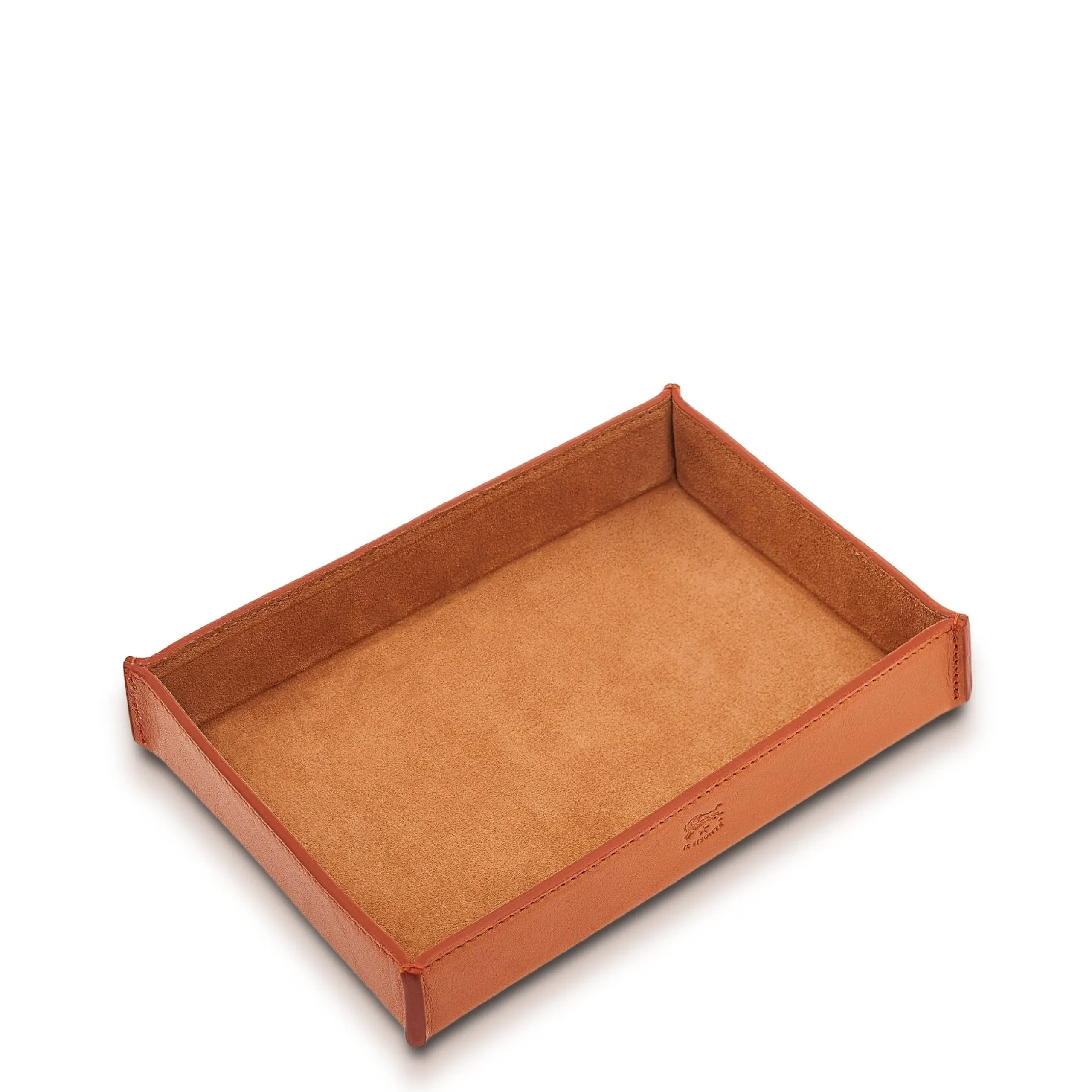 Home Valet tray in leather color caramel