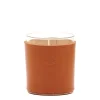 Home Candle Holder in leather color caramel