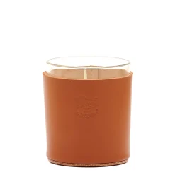 Home Candle Holder in leather color caramel