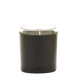 Home Candle Holder in leather color black