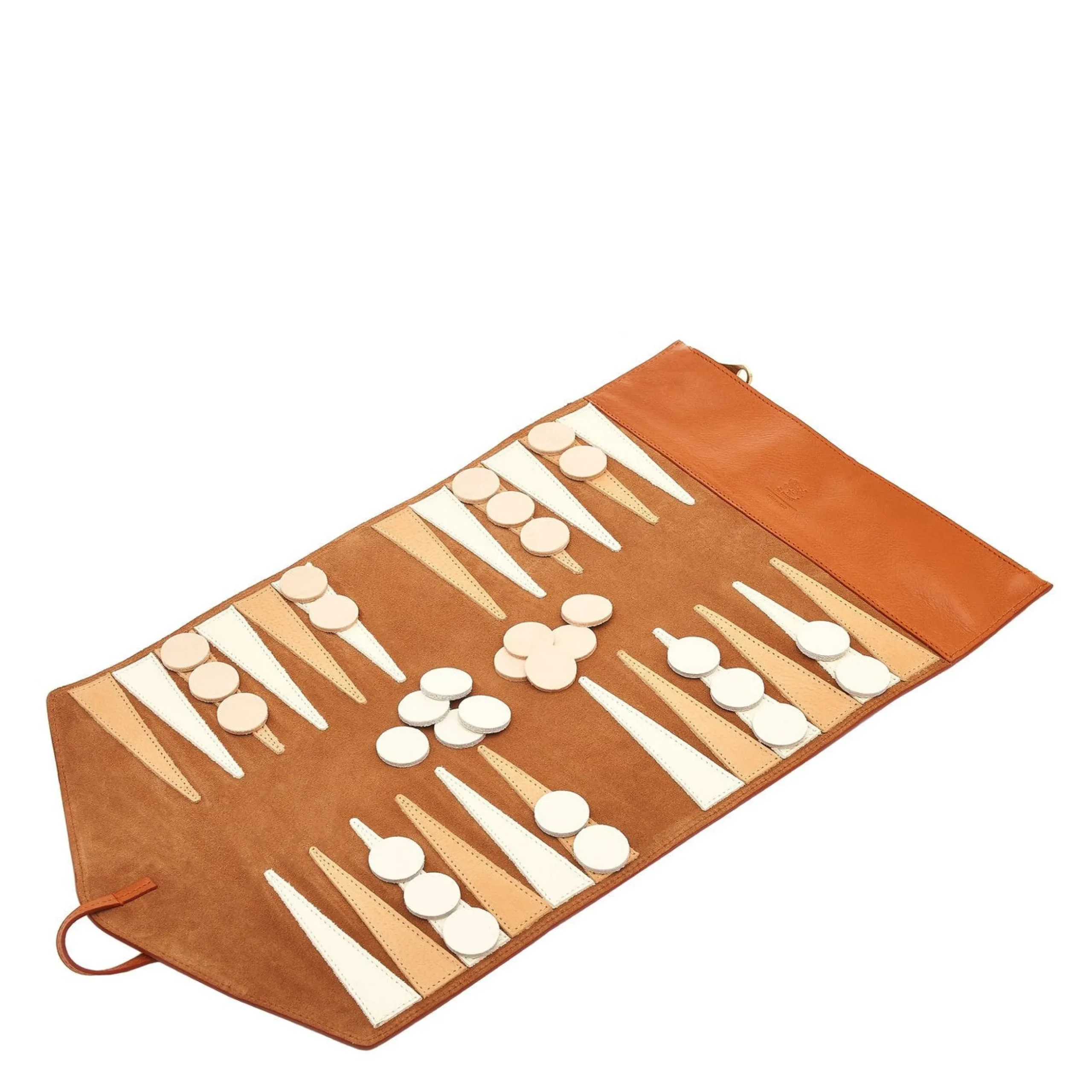 Home Travel backgammon set in leather color caramel