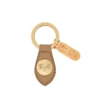 Keyring in leather color light grey