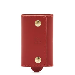 Keyring in leather color ruby red