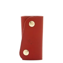 Keyring in leather color ruby red