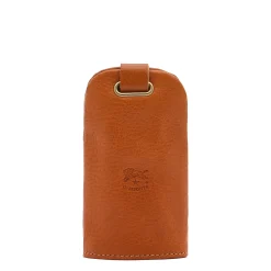 Keyring in leather color caramel