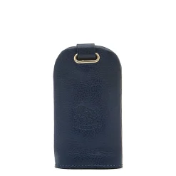 Keyring in leather color blue