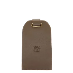 Keyring in leather color light grey