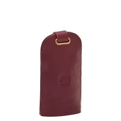 Keyring in leather color black cherry