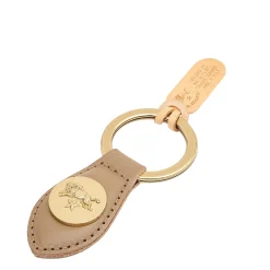 Keyring in leather color light grey
