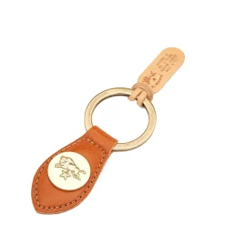 Keyring in leather color caramel