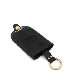 Keyring in leather color black