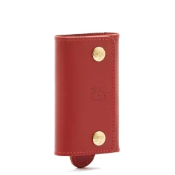 Keyring in leather color ruby red