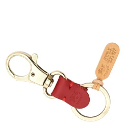 Keyring in leather color ruby red