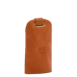 Keyring in leather color caramel