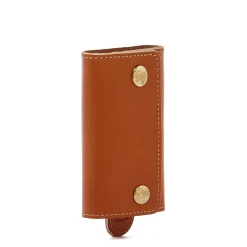 Keyring in leather color caramel