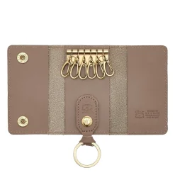 Keyring in leather color light grey