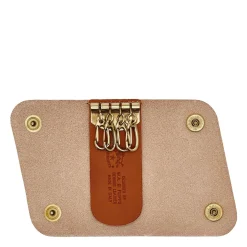 Keyring in leather color caramel
