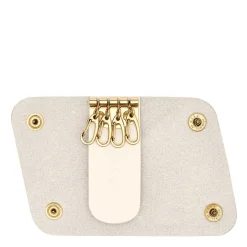 Keyring in leather color milk