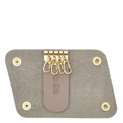 Keyring in leather color light grey