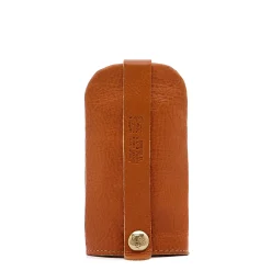 Keyring in leather color caramel