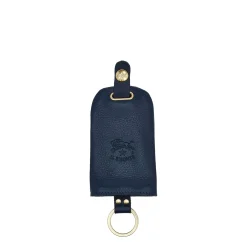 Keyring in leather color blue