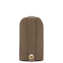 Keyring in leather color light grey