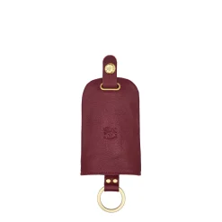 Keyring in leather color black cherry