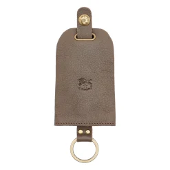 Keyring in leather color light grey