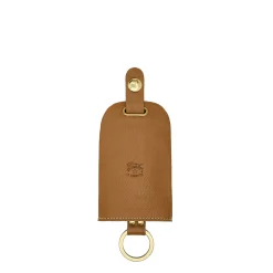 Keyring in leather color gianduia