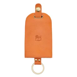 Keyring in leather color orange
