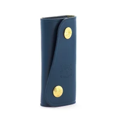 Keyring in leather color blue