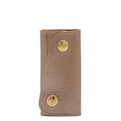 Keyring in metallic leather color metallic bronze