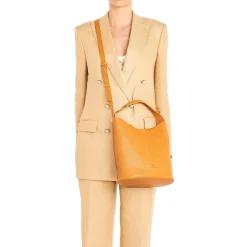 Le laudi Women's bucket bag in vintage leather color natural