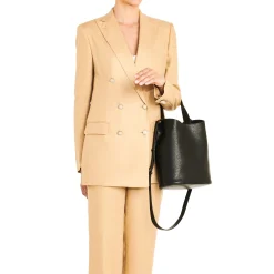 Le laudi Women's bucket bag in vintage leather color black