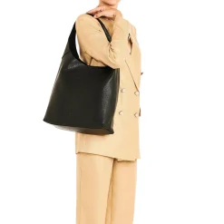 Le laudi Women's shoulder bag in vintage leather color black