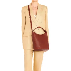 Le laudi Women's bucket bag in vintage leather color sepia
