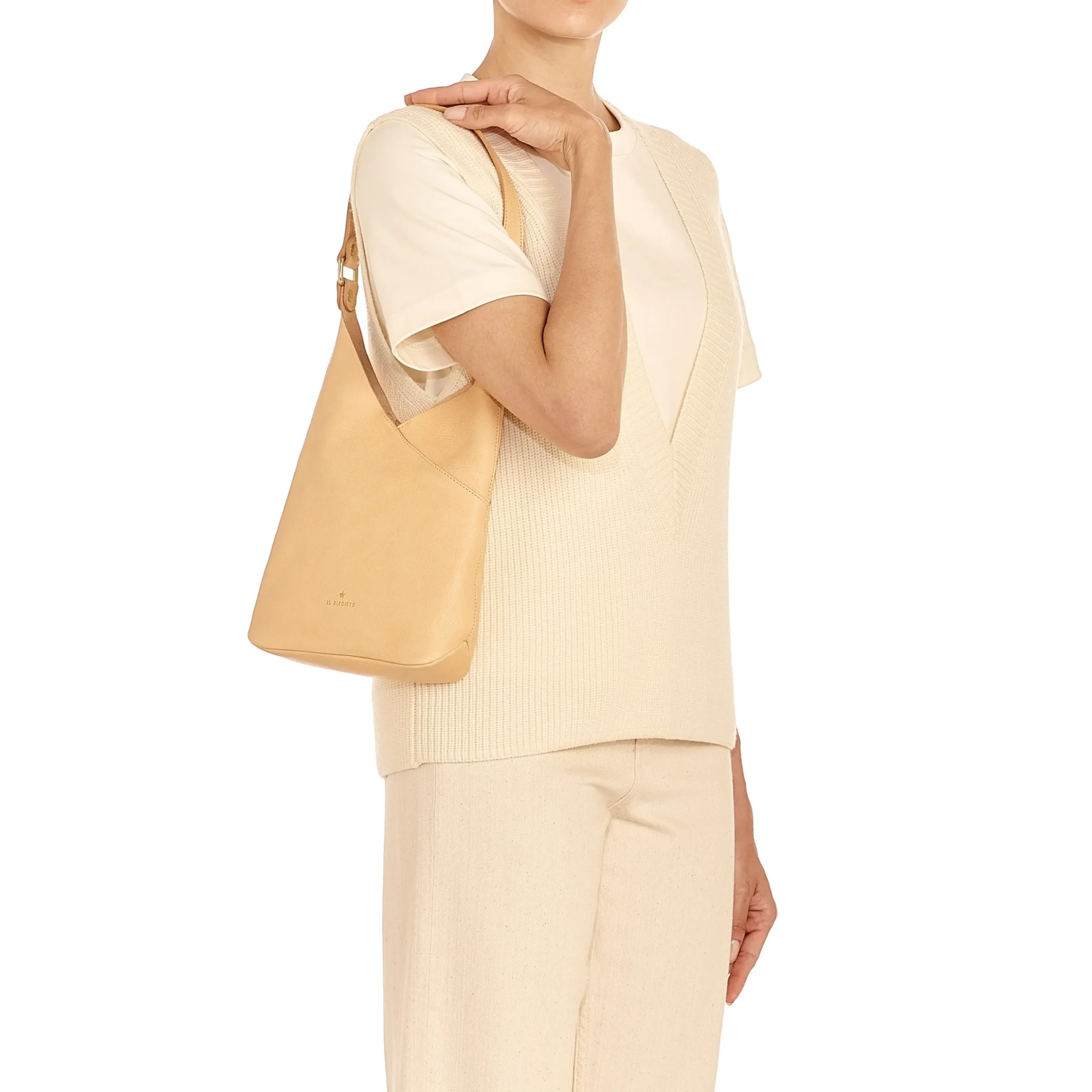 Malibu Women's shoulder bag in leather color natural