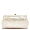Manuela Women's clutch bag in metallic leather color metallic platinum