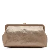 Manuela Women's clutch bag in metallic leather color metallic bronze