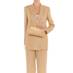 Manuela Women's clutch bag in leather color natural