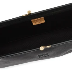 Manuela Women's clutch bag in leather color black
