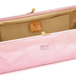 Manuela Women's clutch bag in metallic leather color pink