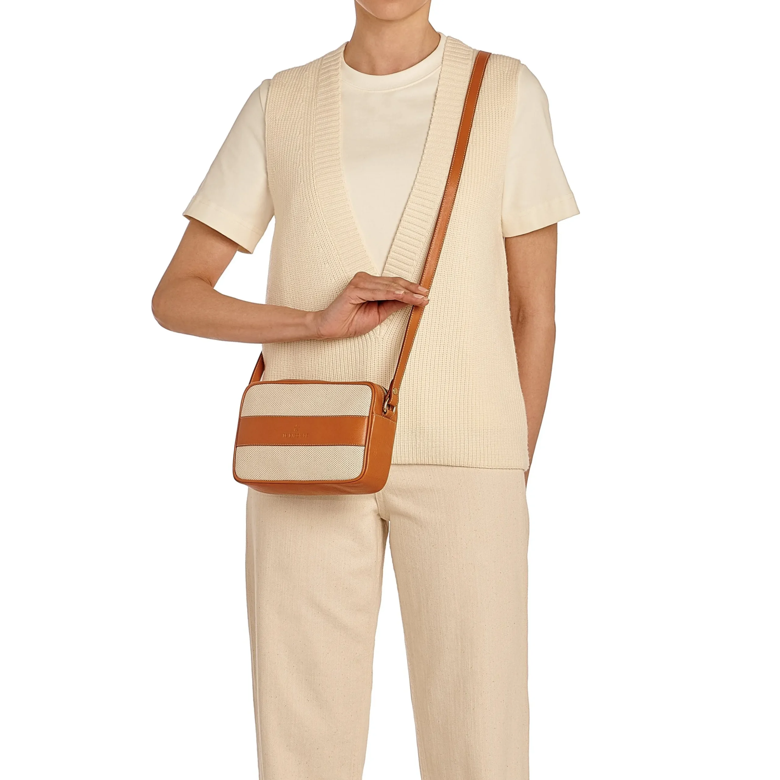 Marini Women's crossbody bag in fabric color natural / caramel