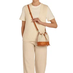 Marini Women's bucket bag in fabric color natural / caramel