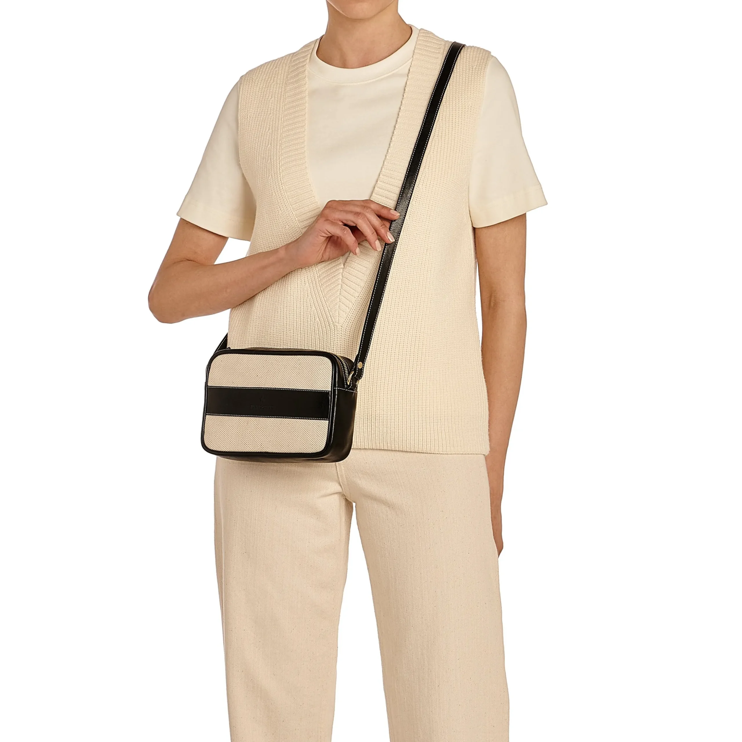 Marini Women's crossbody bag in fabric color natural / black