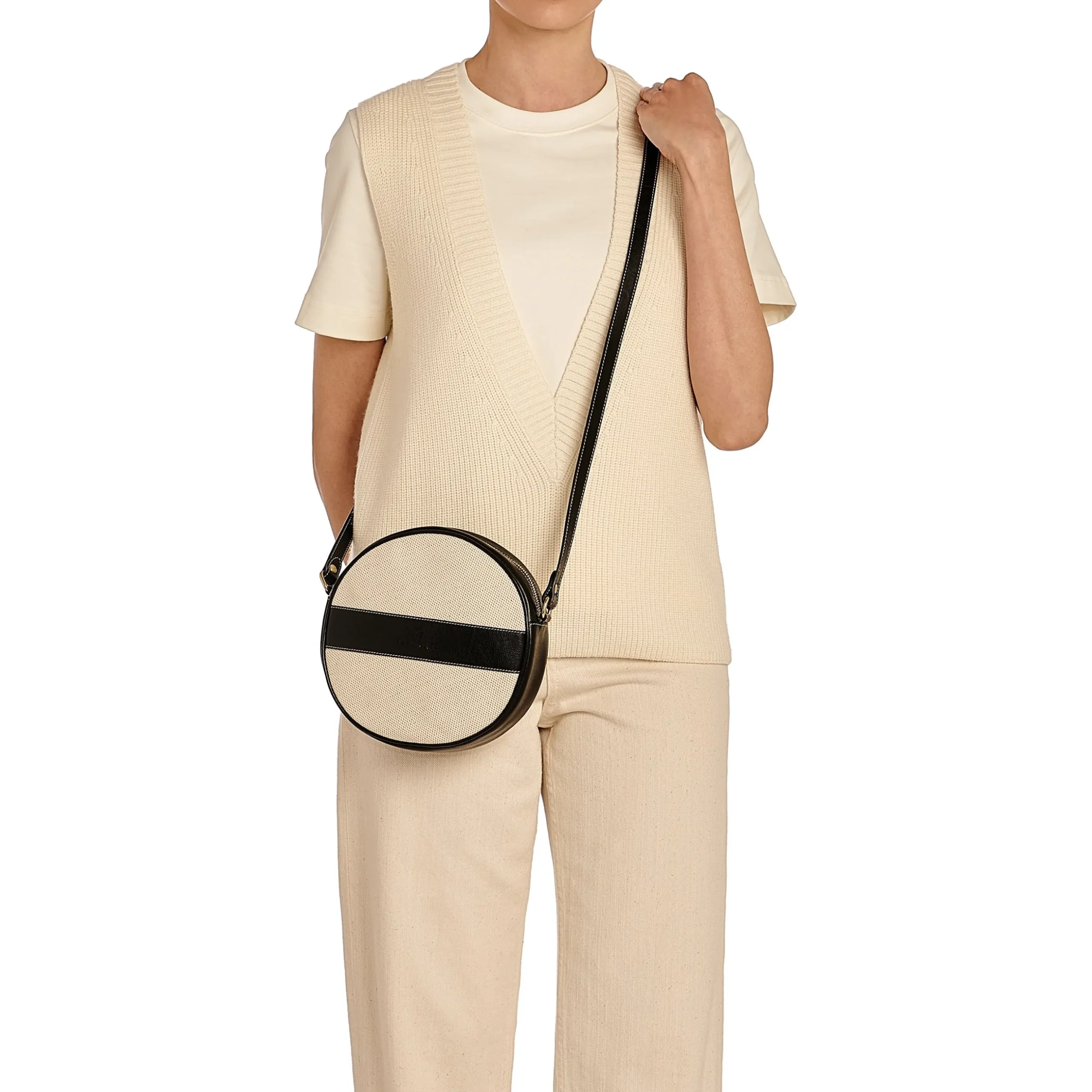 Marini Women's crossbody bag in fabric color natural / black