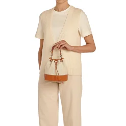 Marini Women's bucket bag in fabric color natural / caramel