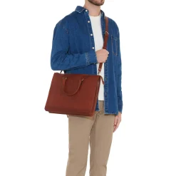 Meleto Men's briefcase in vintage leather color sepia
