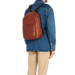Meleto Men's backpack in leather color sepia